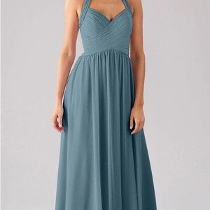 Halter Slate Blue Maxi Formal Dress
